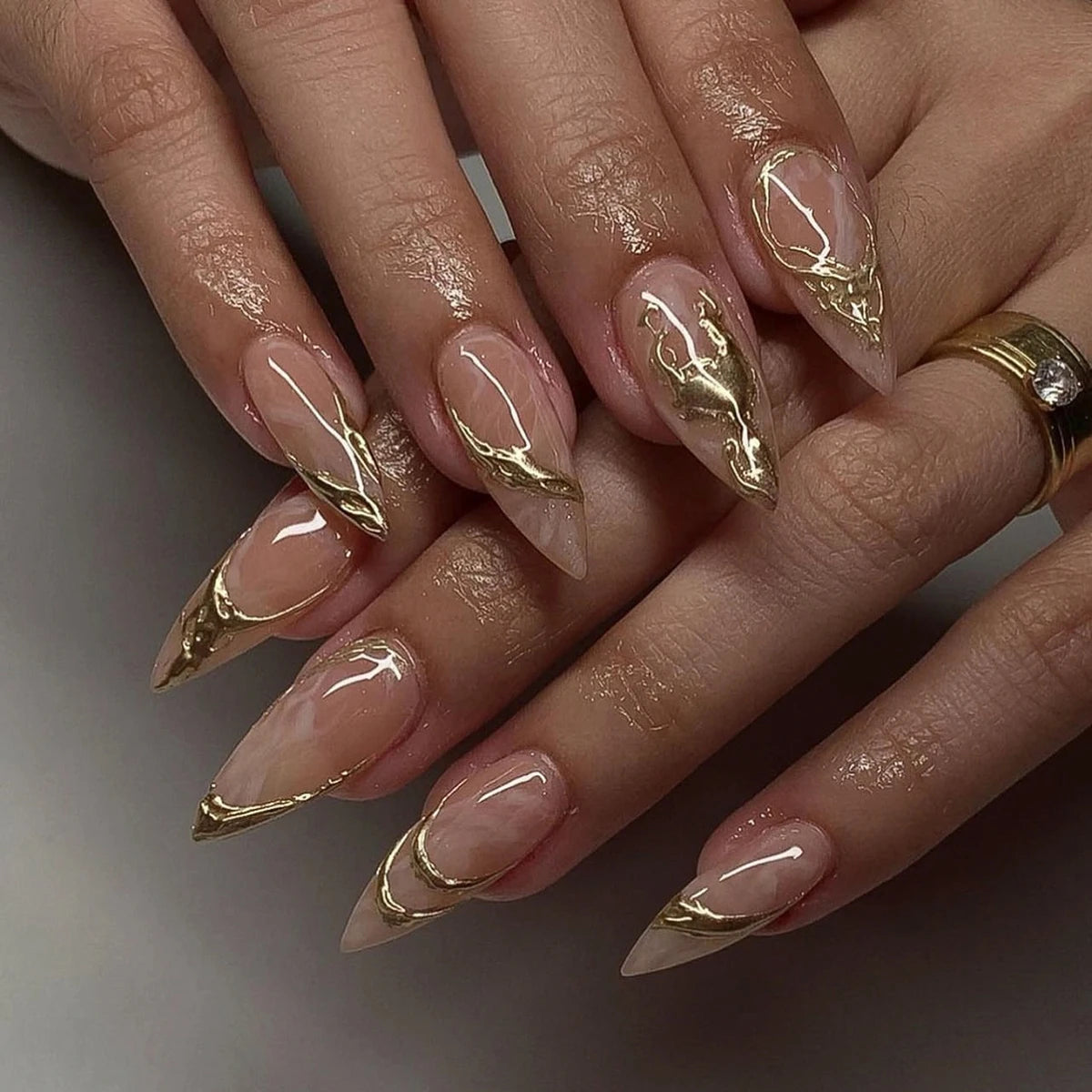 Wholesale 24 Pcs 3D French Style Romantic Art Acrylic Press on Nails Artificial Fingernails Candy False Nails Dating Party 3329