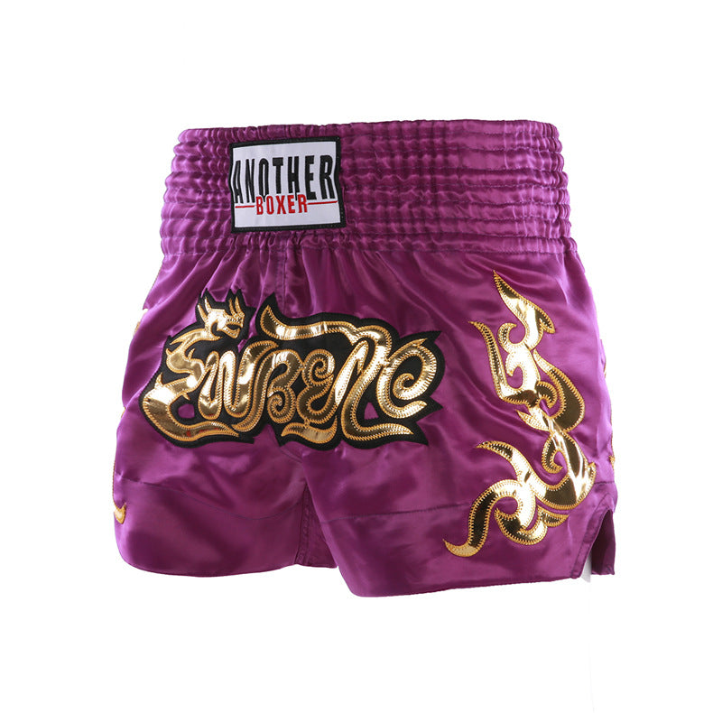 New Solid Color Boxer Shorts Fighting Sanda Kicking Pants Thai Style Muay Thai Shorts Kids Adult