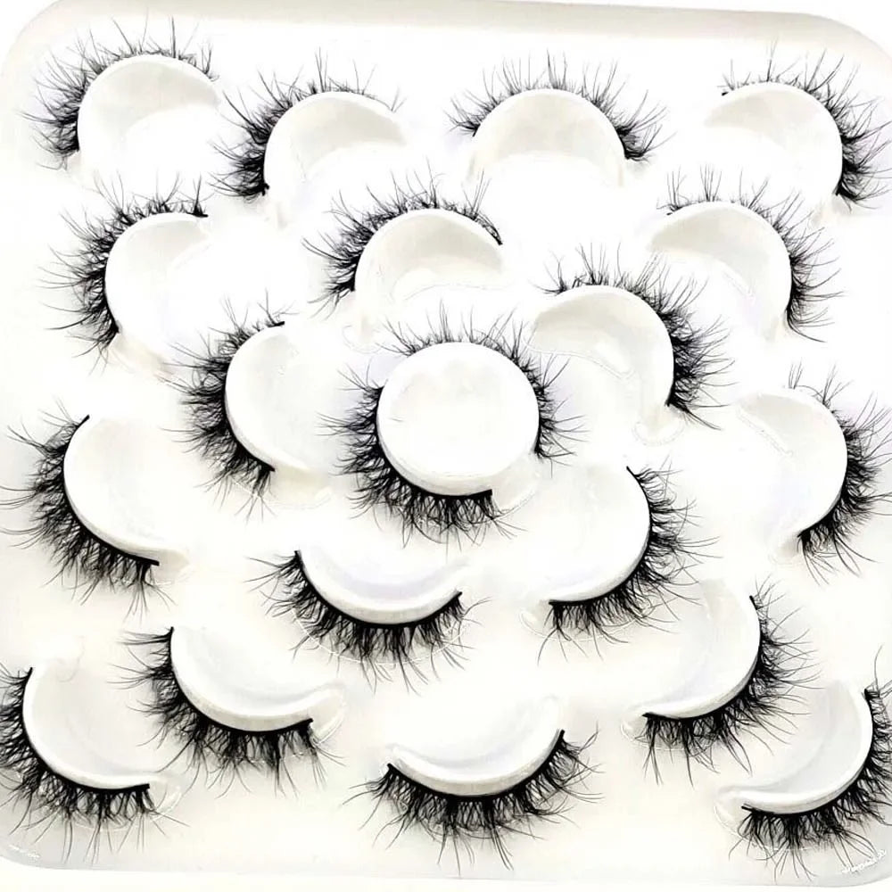 NEW 10 pairs Handmade 3d mink lashes short False Eyelashes Cross Messy Dense Natural Eye Lashes Stage Makeup False Eyelashes