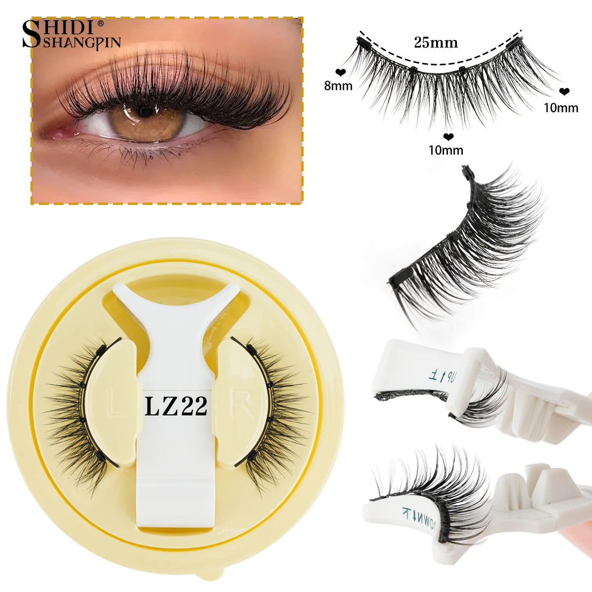 Magnetic Eyelashes No Glue Needed Reusable Natural Look 3D Faux Mink Lashes Easy Apply Magnetic Lashes Set for Eye Makeup Tool