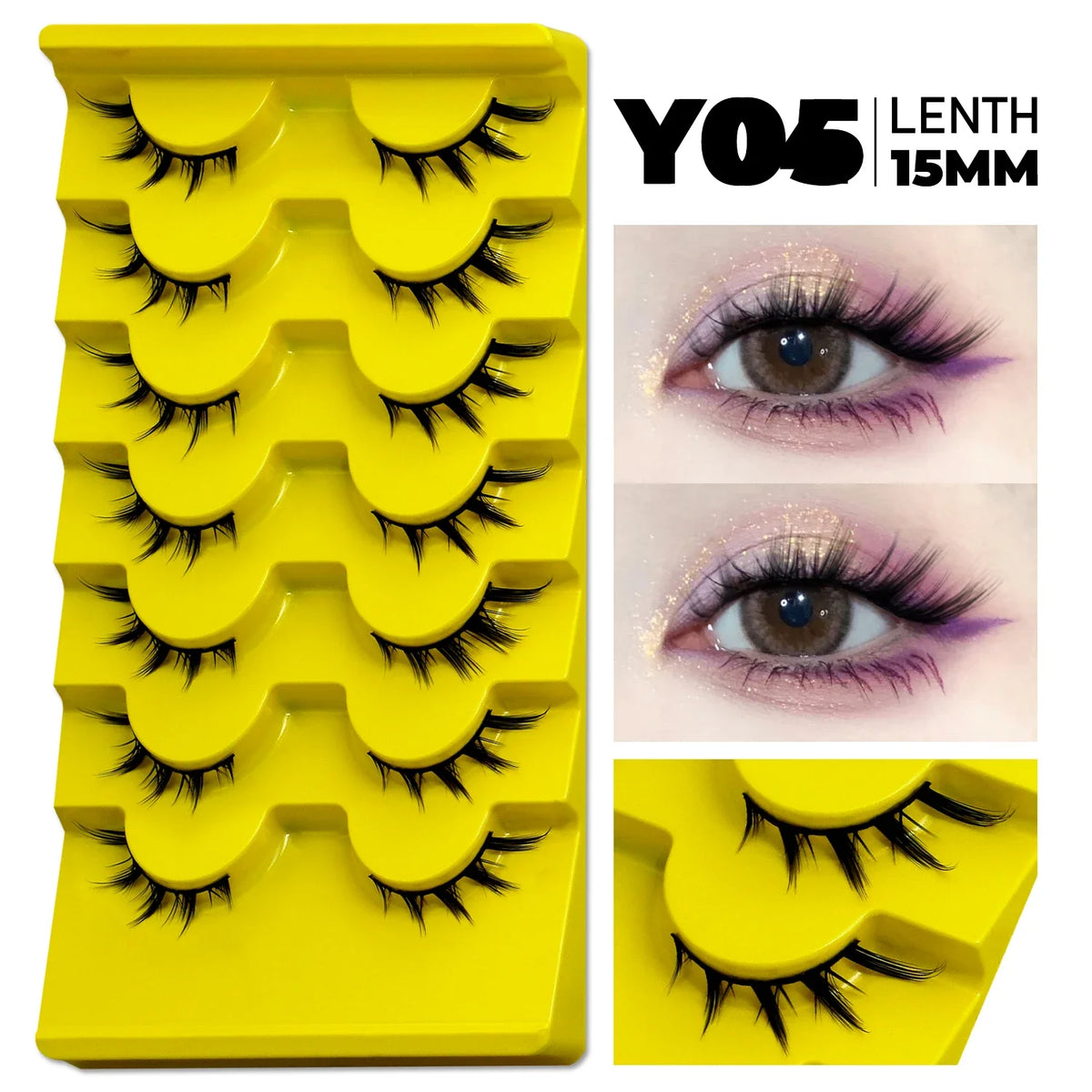 Veltrinay Cat Eye Lashes Manga Lahses Winged End Eye Elongated Eyelashes Faux Mink Natural Look Fake Lashes Makeup