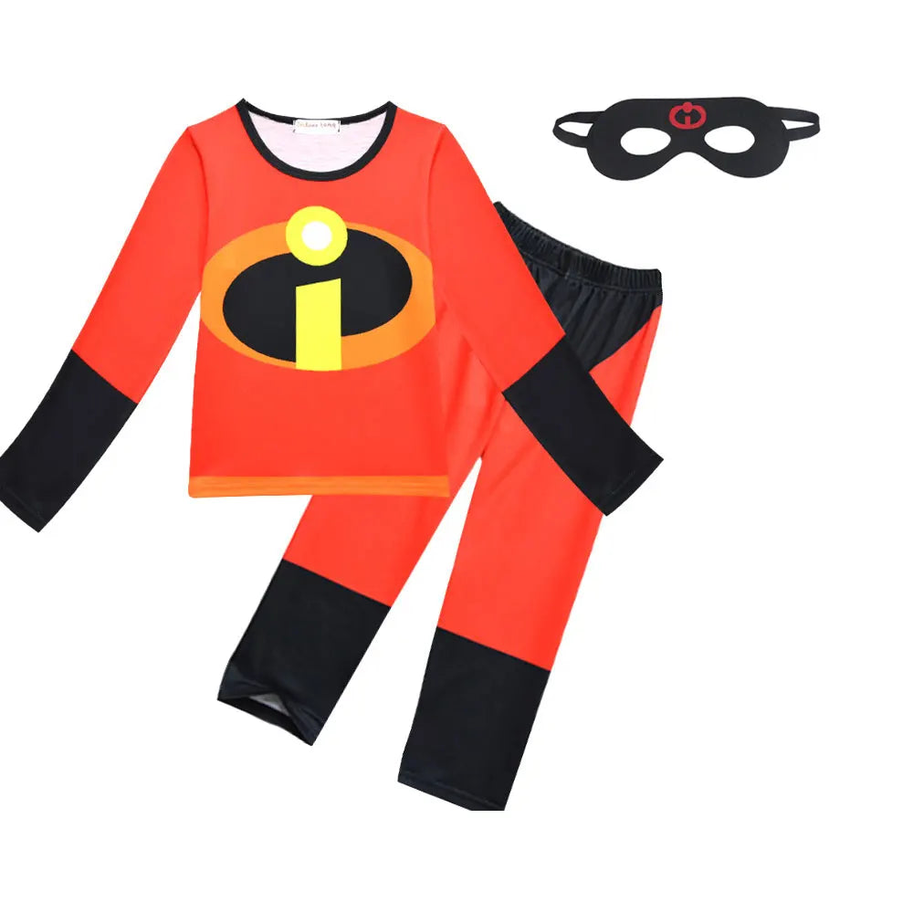 New Baby Kids The Incredibles Cosplay Costume Anime Red Set Halloween Costumes for Boys Girls Mask Cloak