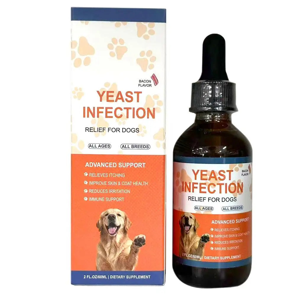 60ml Pet Yeast Infection Drops Liquid Supplement for Dogs & Cats Gut Health Immune System & Digestion