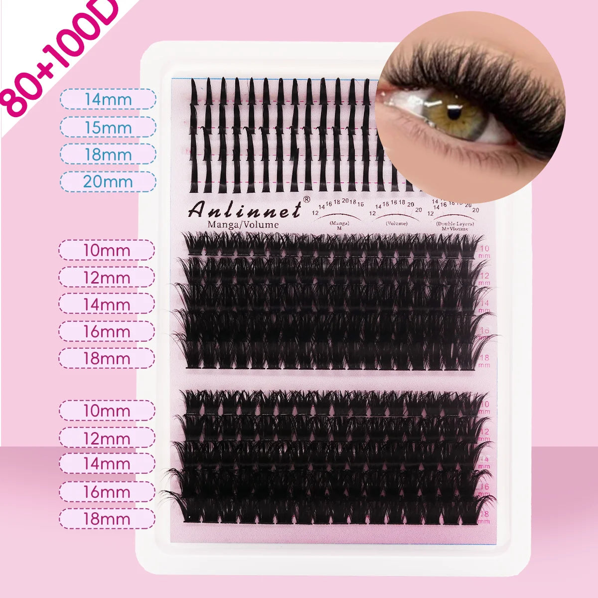 Fairy Natural Single Cluster Thick Artificial False Eyelashes, Mixed Play Makeup, D Curve, Large Capacity, 14 Rows