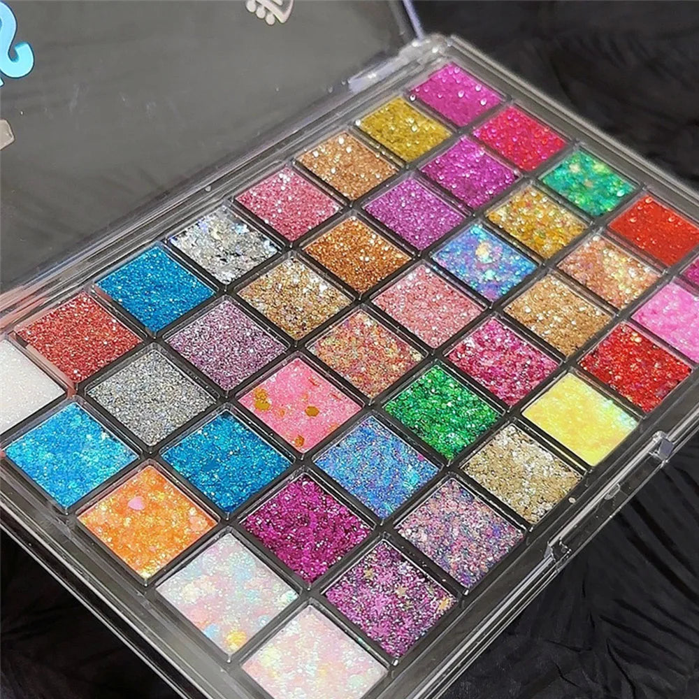 40 Colors Glitter Palette Face Glitter for Women Sparkling Eye Hair Body Paint Glitter Gel for Halloween Christmas