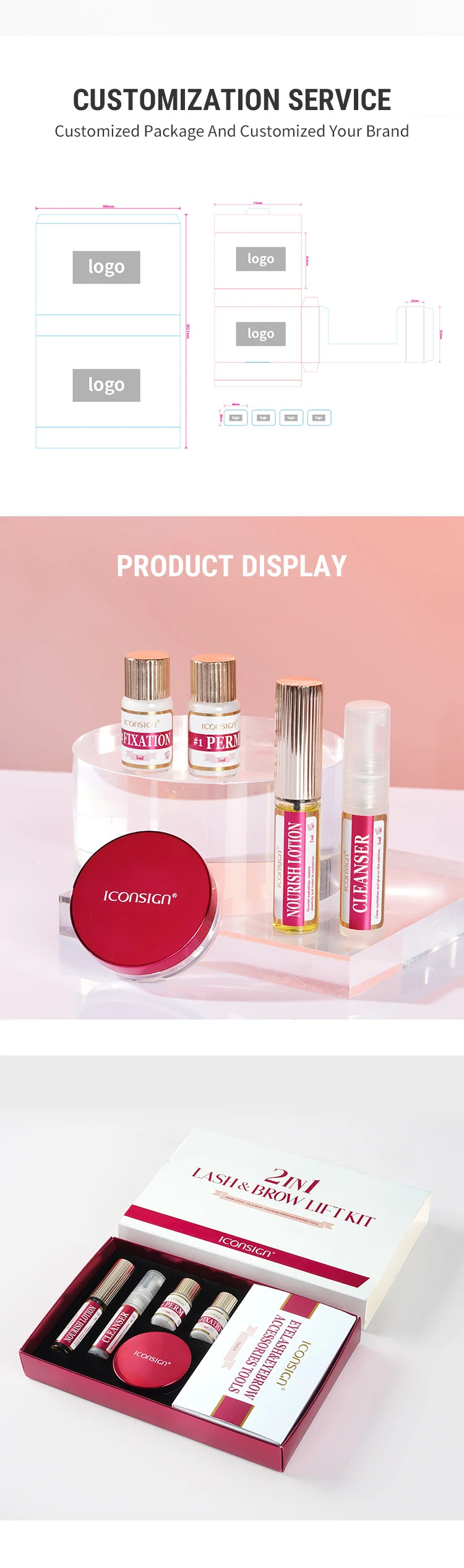 ICONSIGN 2IN1 Professional Fast Perming LASH & BROW Liftng Kit Lasting 6-8 Weeks Mascara Lifting Eyelashes Enhancer Makeup Tool