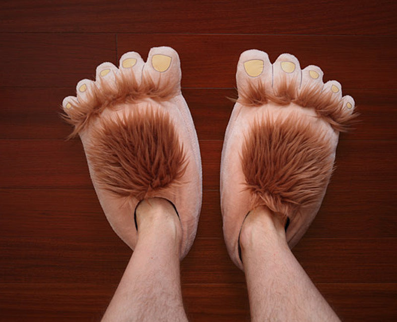 Creative Hobbit Stuffed Cotton Slippers Men's Large Size Home Daily Gift Baotou Thick Sole New Warm Shoes