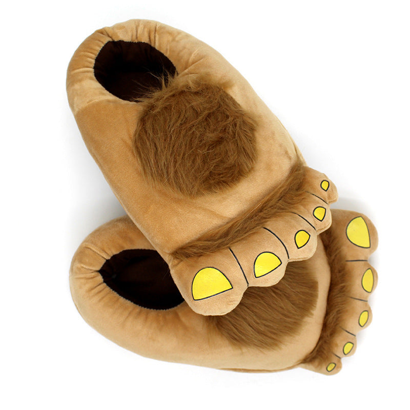 Creative Hobbit Stuffed Cotton Slippers Men's Large Size Home Daily Gift Baotou Thick Sole New Warm Shoes