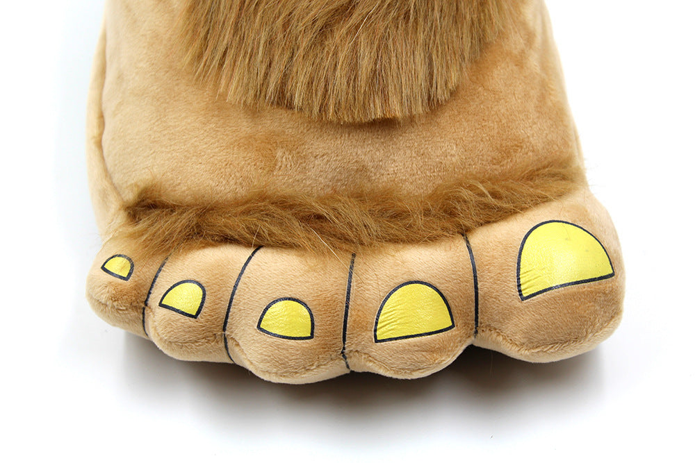Creative Hobbit Stuffed Cotton Slippers Men's Large Size Home Daily Gift Baotou Thick Sole New Warm Shoes