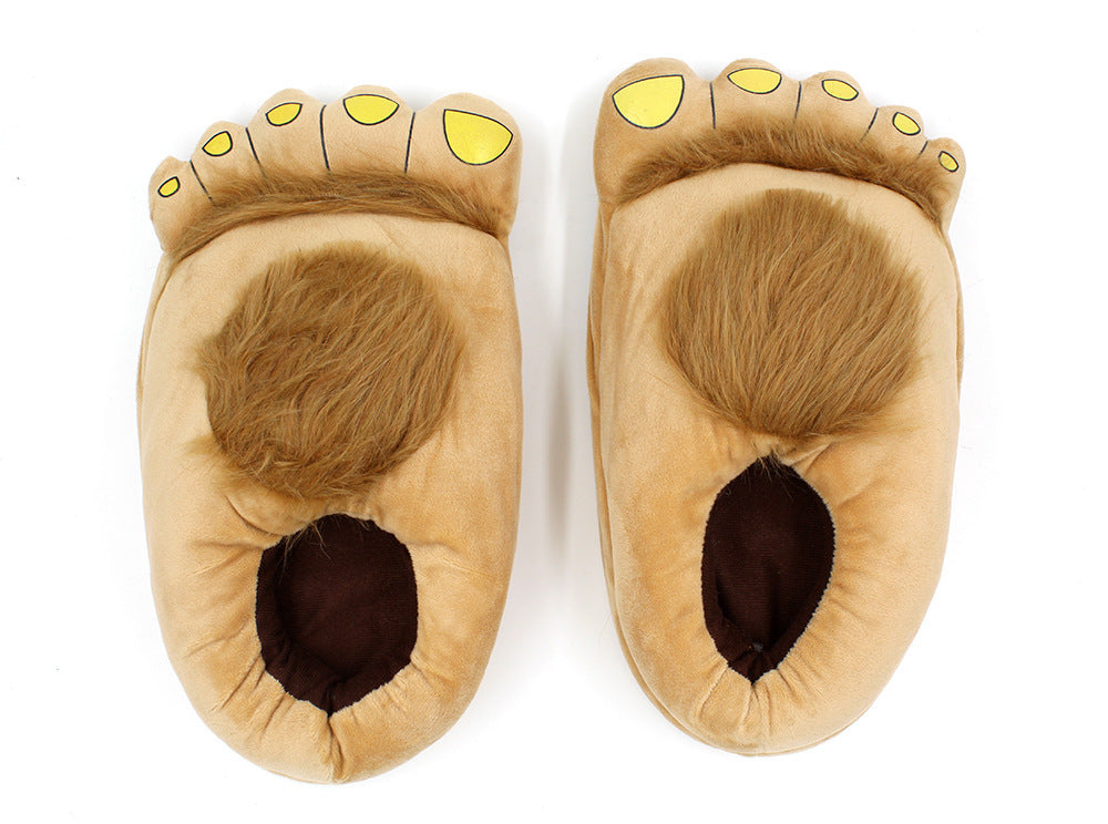 Creative Hobbit Stuffed Cotton Slippers Men's Large Size Home Daily Gift Baotou Thick Sole New Warm Shoes