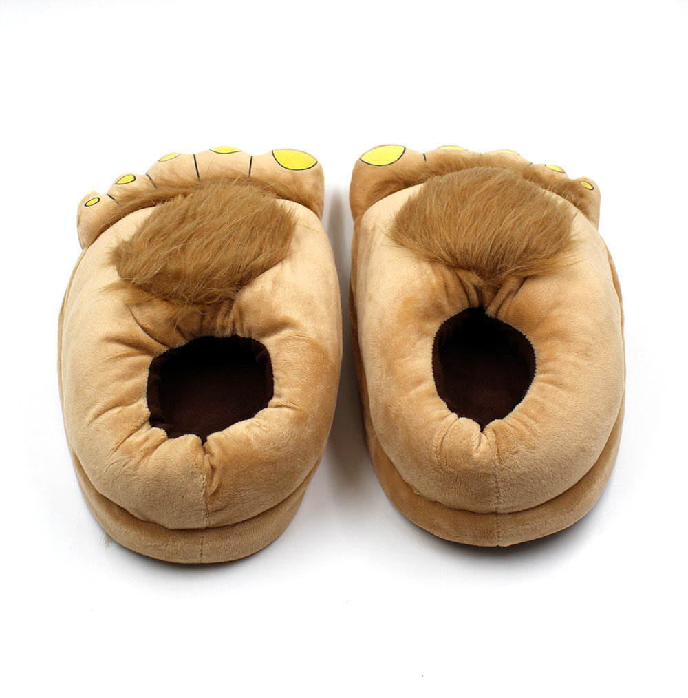 Creative Hobbit Stuffed Cotton Slippers Men's Large Size Home Daily Gift Baotou Thick Sole New Warm Shoes