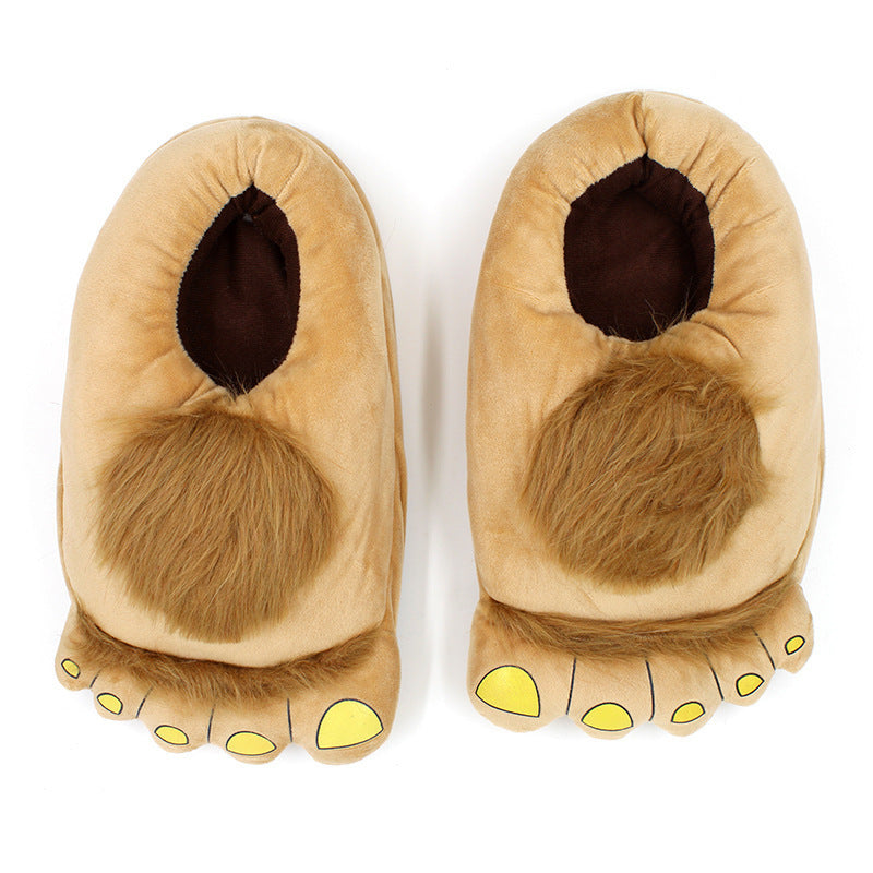 Creative Hobbit Stuffed Cotton Slippers Men's Large Size Home Daily Gift Baotou Thick Sole New Warm Shoes