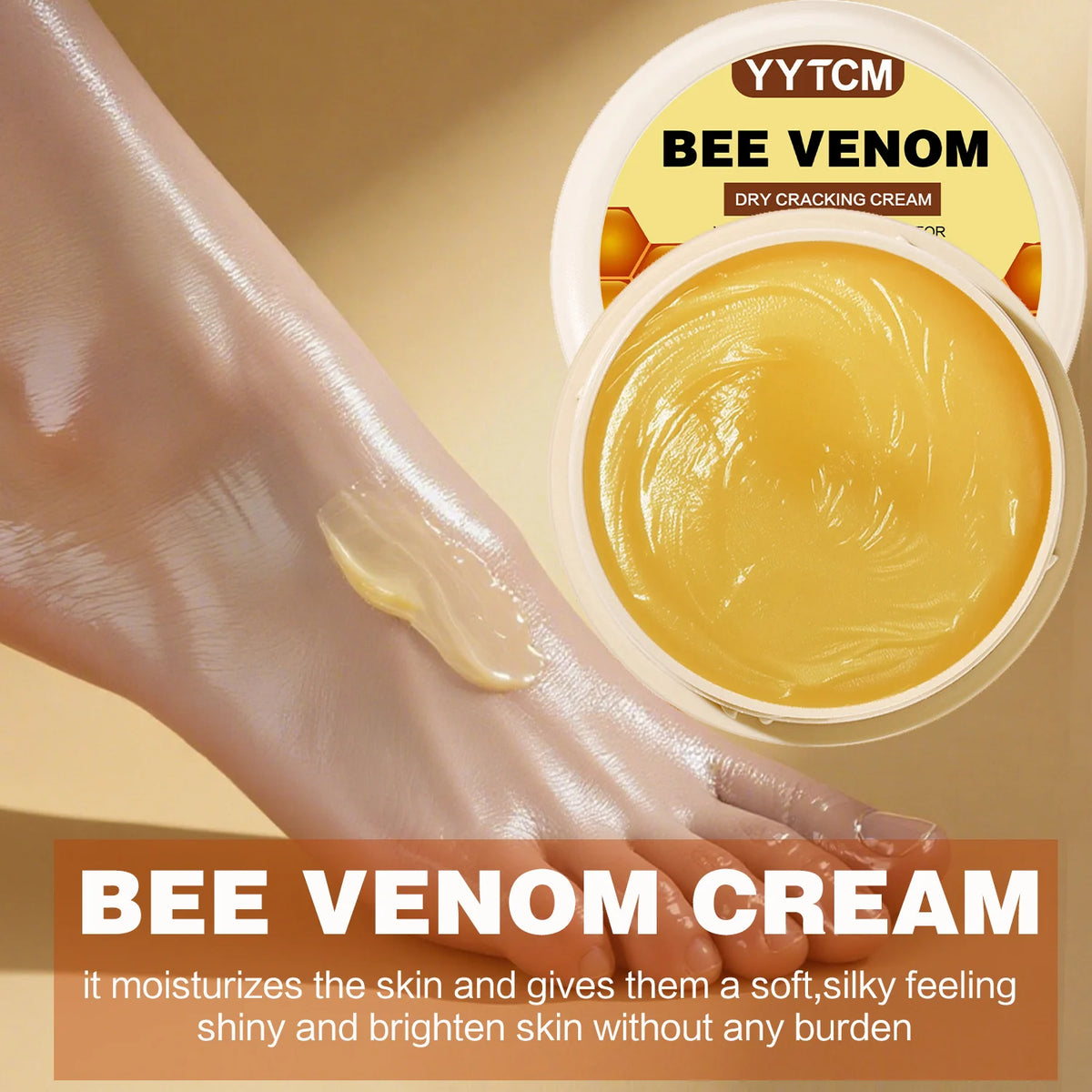 Bee Venom Dry Crack Moisturizing Cream, Hydrating & Nourishing for Autumn Winter, Smooth & Soft Skin Care, Hydrating Foot Cream