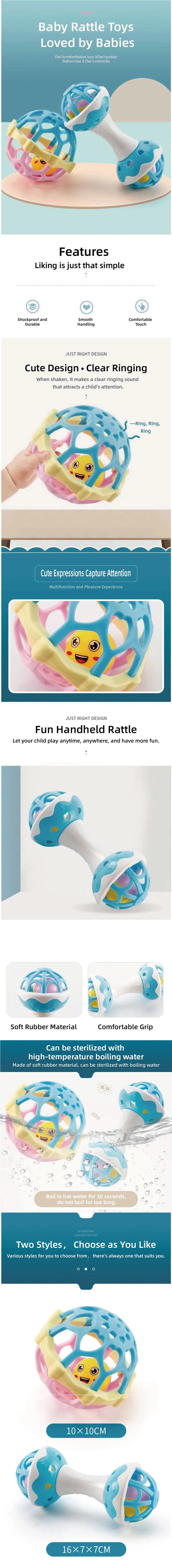 Baby Toys, Rattle, Fine Motor and Sensory Toy, Suitable for Infants Aged 3, 6, 9, and 12 Months