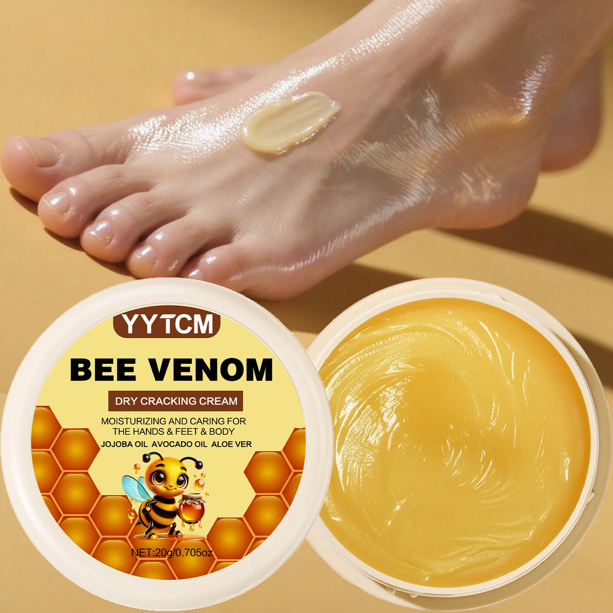 Bee Venom Dry Crack Moisturizing Cream, Hydrating & Nourishing for Autumn Winter, Smooth & Soft Skin Care, Hydrating Foot Cream