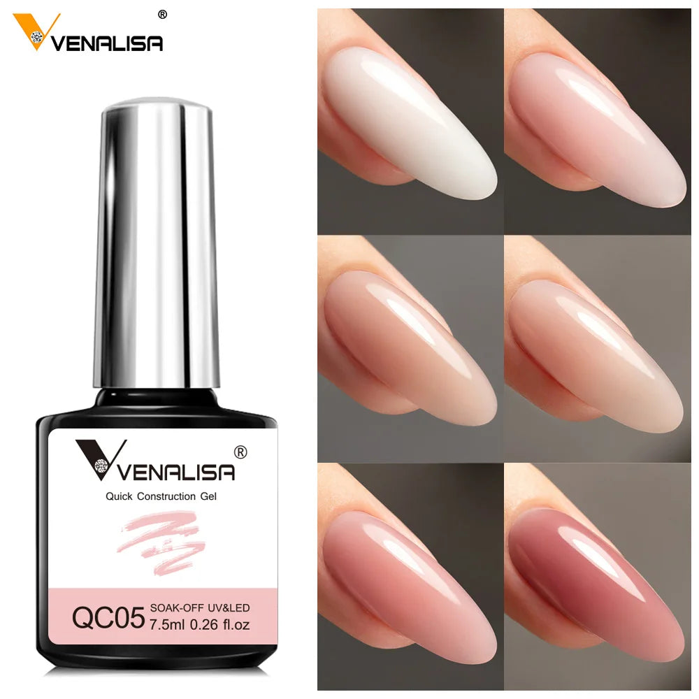 Venalisa 6PCS Nail Art Extension Gel 7.5ML Camouflage Color Quick Construction Gel Nail Polish Enamel Gel Lacquer Kit