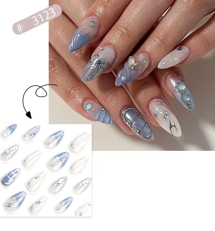24 Pcs 3D Nail Design Art Press on Nails Artificial Fingernails Customize Candy False Nails for Dating Party Everydaywear 2761
