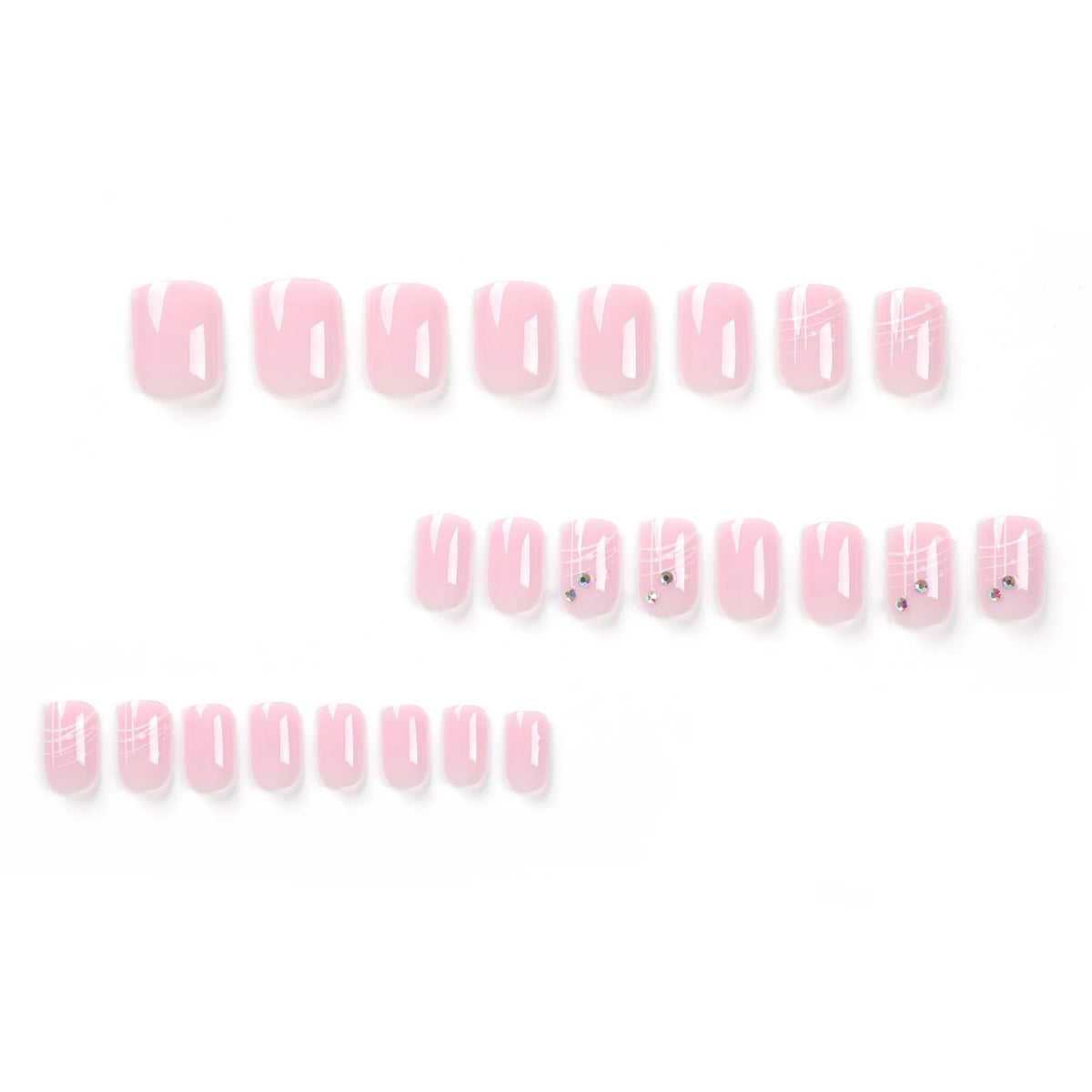 Pinkish Glitter French Sequins 24 Pcs Ready Stock Wholesale Press on Nails Artificial Fingernails Acrylic Candy False Nails 2725