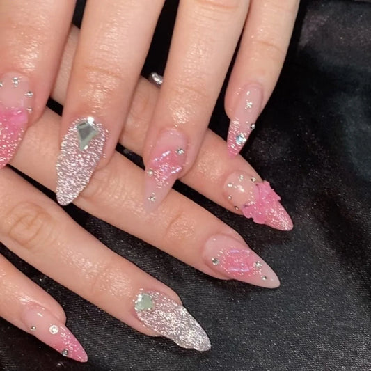 24 Pcs 3D Nail Design Art Press on Nails Artificial Fingernails Customize Candy False Nails for Dating Party Everydaywear 2761