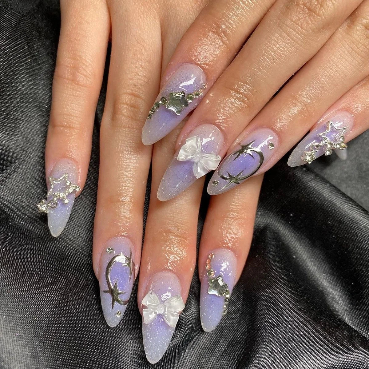 24 Pcs 3D Nail Design Art Press on Nails Artificial Fingernails Customize Candy False Nails for Dating Party Everydaywear 2761