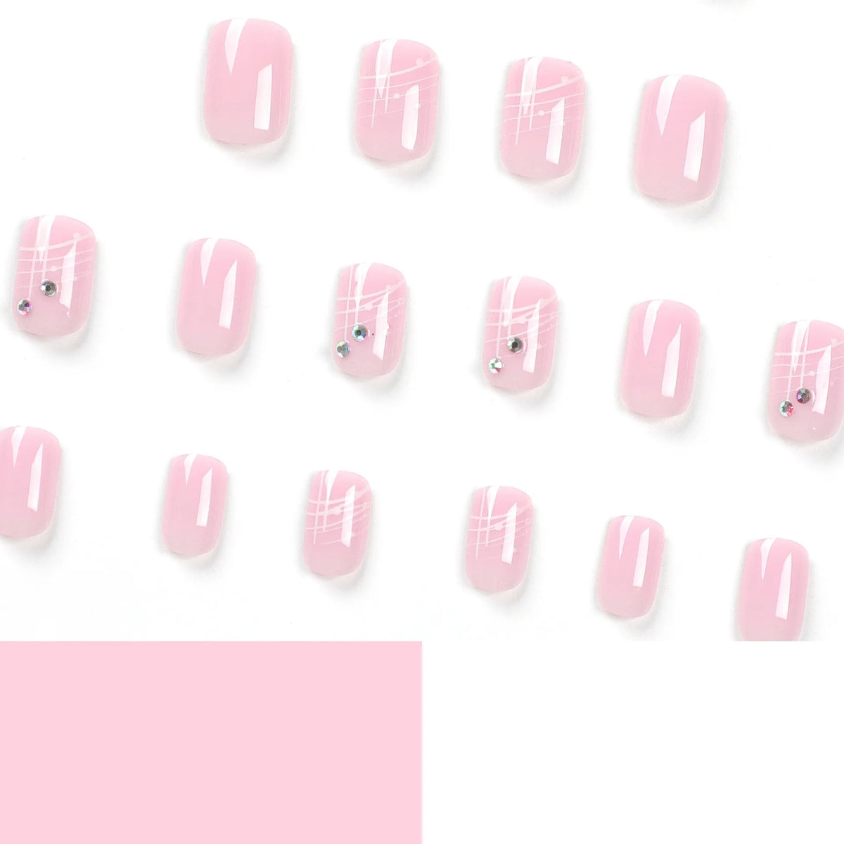Pinkish Glitter French Sequins 24 Pcs Ready Stock Wholesale Press on Nails Artificial Fingernails Acrylic Candy False Nails 2725