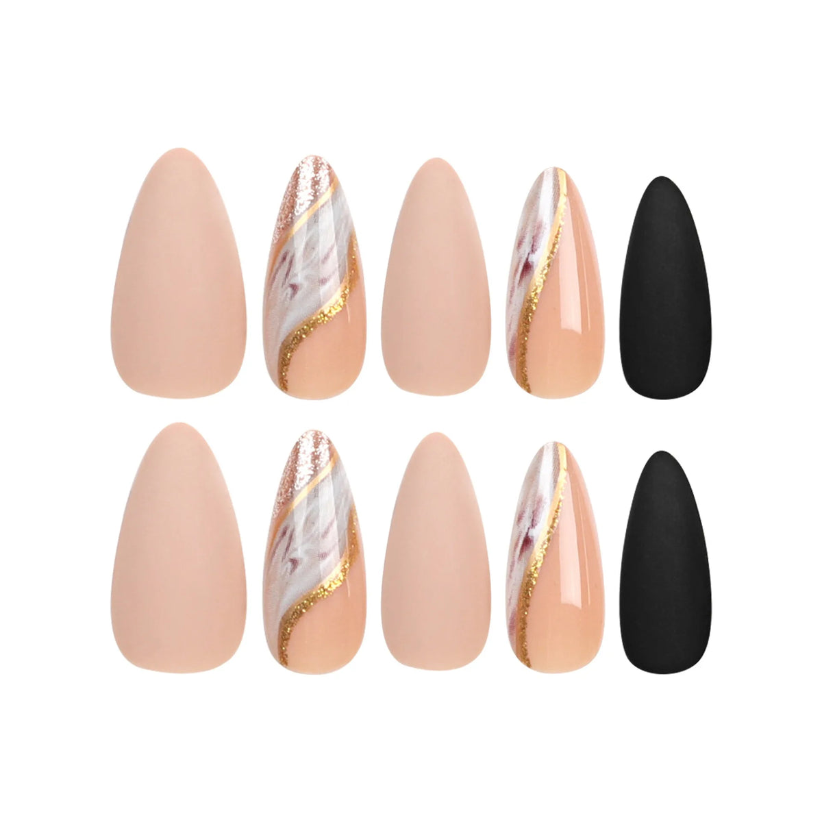 24 Pcs Almond-shaped Nails Art Acrylic Press on Nails Artificial Fingernails Customize Candy False Nails for Dating Party 3023
