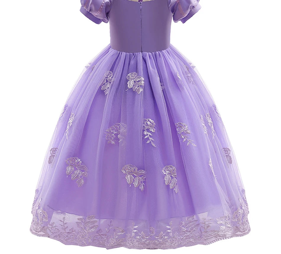 Girl Cosplay Princess Aurora Rapunzel Dress Up Kids Christmas Halloween Tulle Fancy Costume for Children Girls Birthday