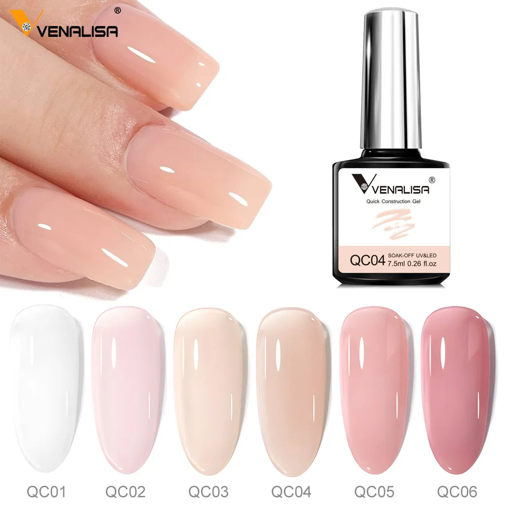 Venalisa 6PCS Nail Art Extension Gel 7.5ML Camouflage Color Quick Construction Gel Nail Polish Enamel Gel Lacquer Kit