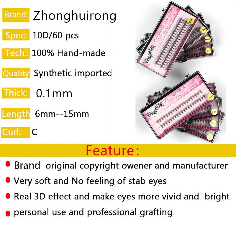 60pcs Individual Cluster EyeLashes Professional Makeup Grafting Fake False Eyelashes for eyelash extensions false eyelashes tabs