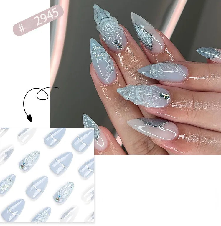 24 Pcs 3D Nail Design Art Press on Nails Artificial Fingernails Customize Candy False Nails for Dating Party Everydaywear 2761