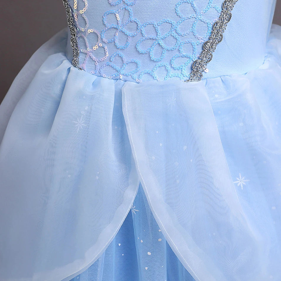 Girls Halloween Cinderella Princess Cosplay Dress for Girl Kids Ball Gown Sequin Carnival TUTU Puff Mesh Clothing for Birthday G