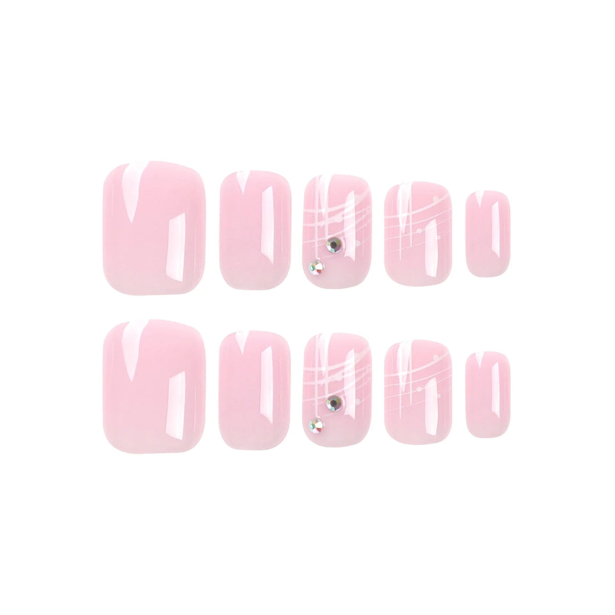 Pinkish Glitter French Sequins 24 Pcs Ready Stock Wholesale Press on Nails Artificial Fingernails Acrylic Candy False Nails 2725