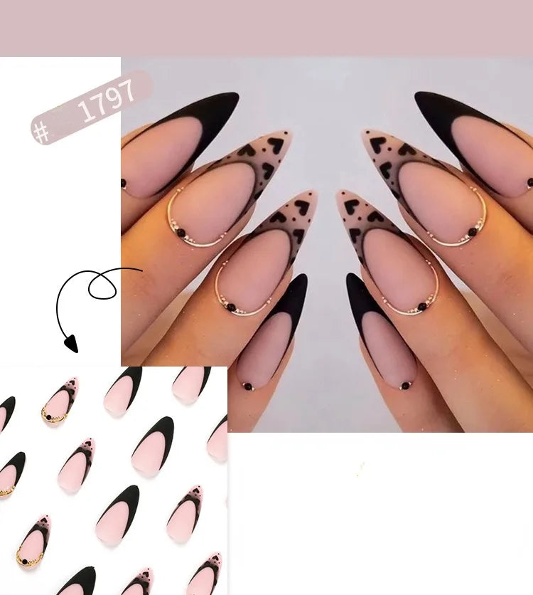 Dropshipping 24 Pcs Heart Design Romantic Art Acrylic Press on Nails Artificial Fingernails Customize Candy Nails 3136