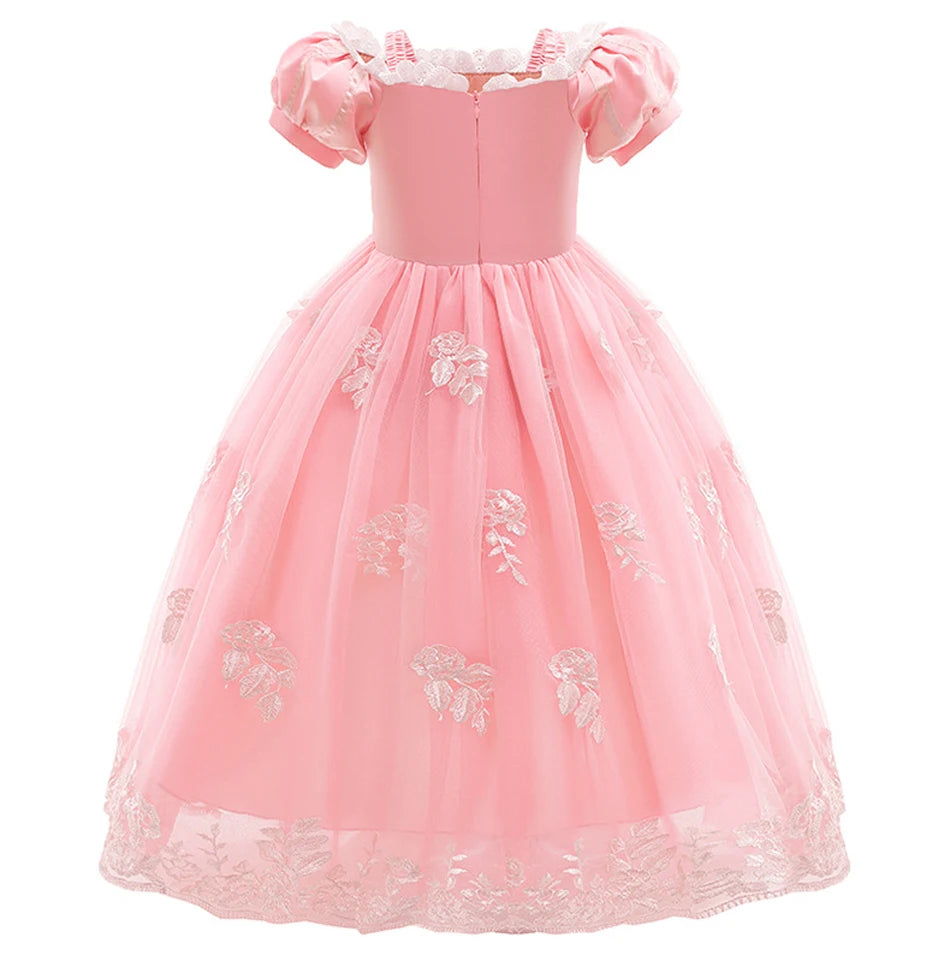 Girl Cosplay Princess Aurora Rapunzel Dress Up Kids Christmas Halloween Tulle Fancy Costume for Children Girls Birthday