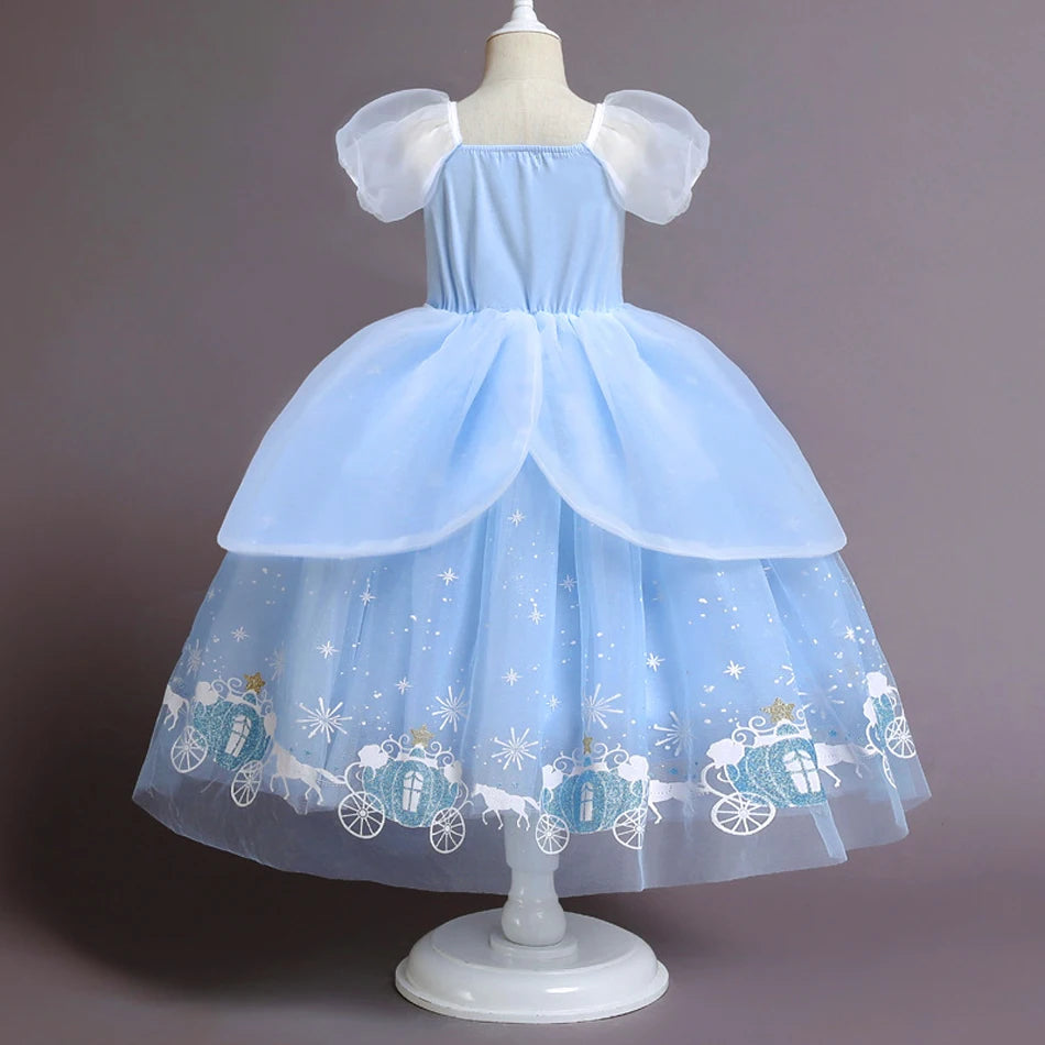 Girls Halloween Cinderella Princess Cosplay Dress for Girl Kids Ball Gown Sequin Carnival TUTU Puff Mesh Clothing for Birthday G