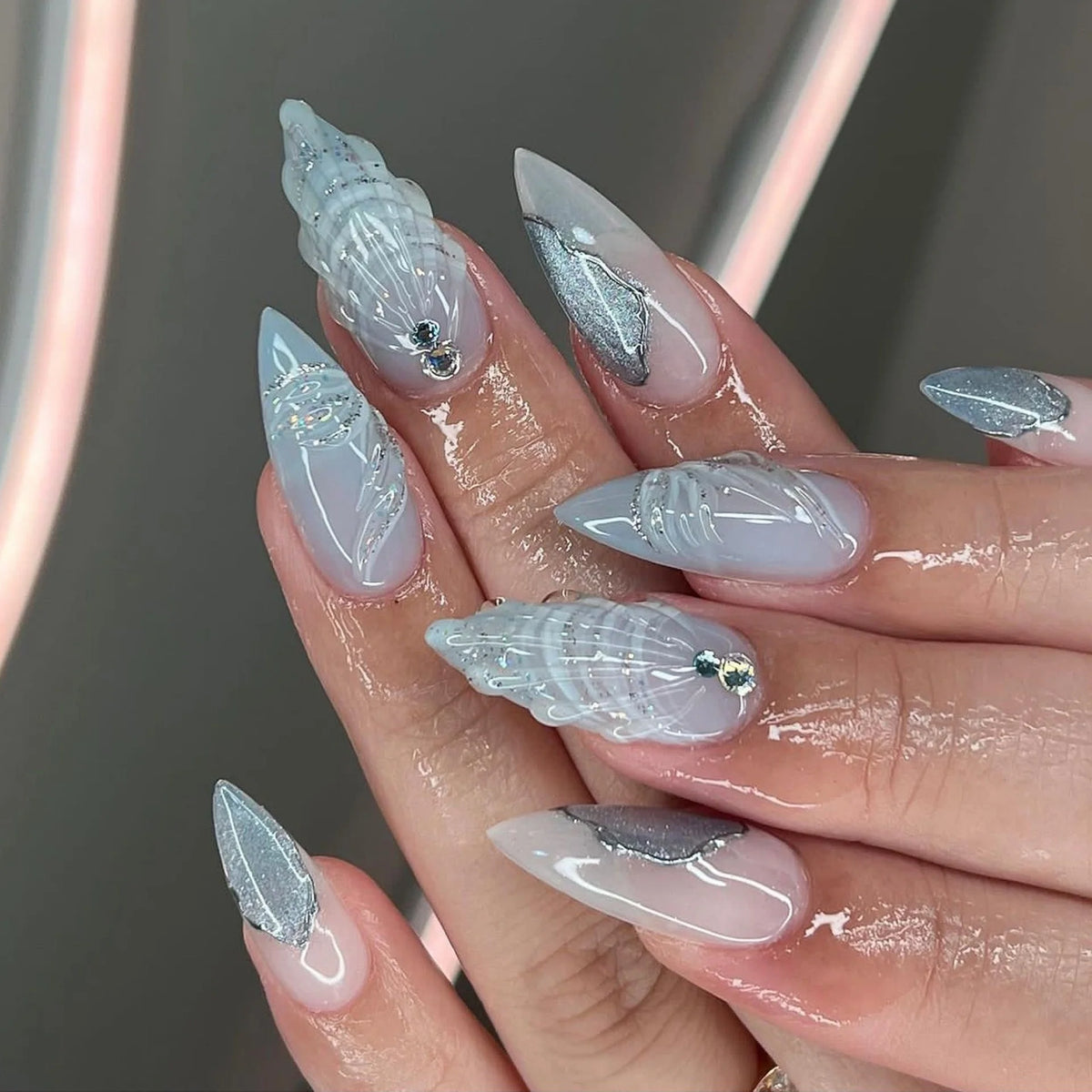 24 Pcs 3D Nail Design Art Press on Nails Artificial Fingernails Customize Candy False Nails for Dating Party Everydaywear 2761