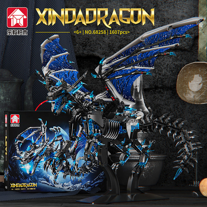 Le Yi Building Blocks 68257 Fire Dragon Model Ornaments Educational Assembled Small Particle Toys Cross-border Supply Wholesale Gifts
