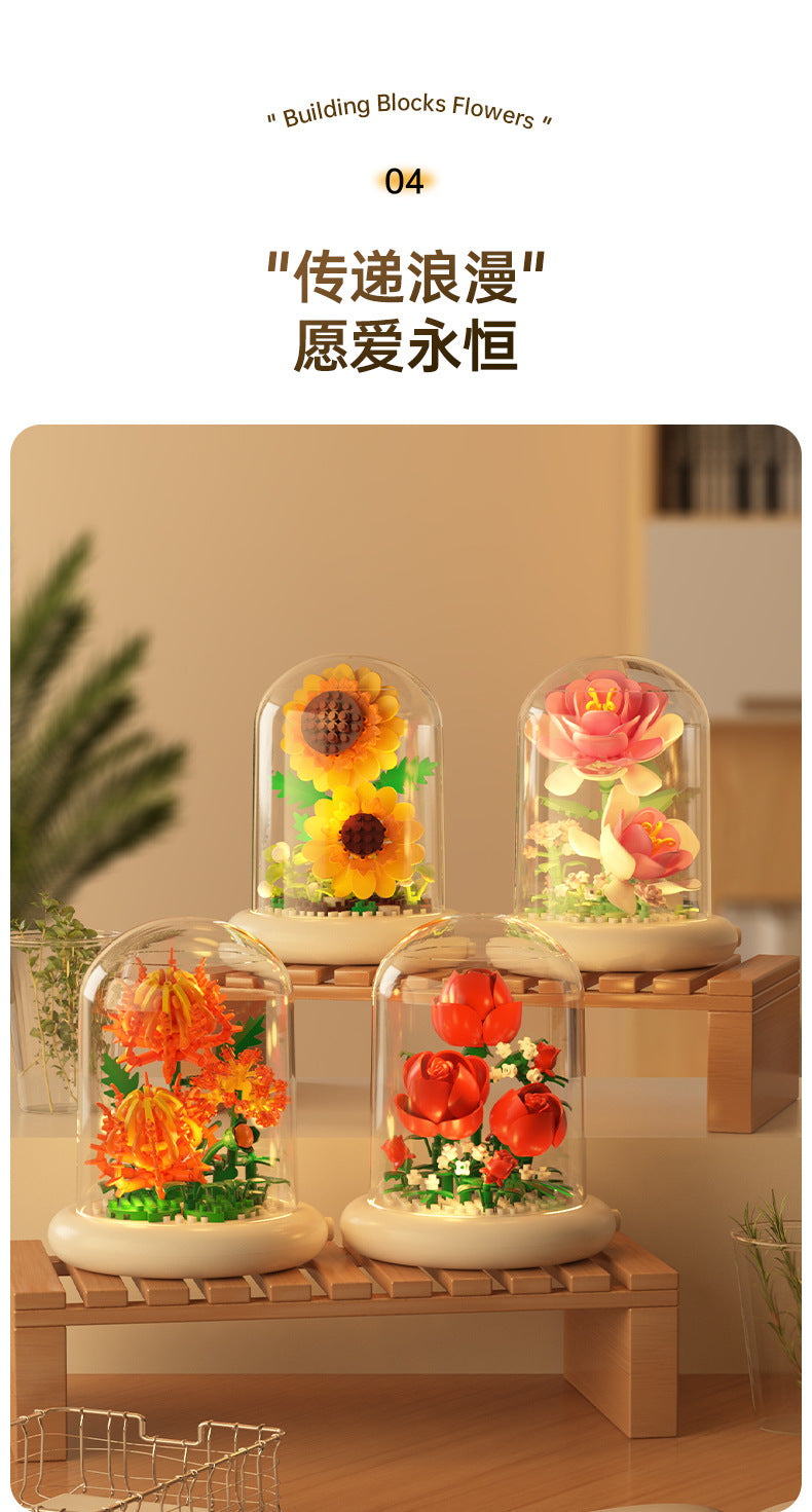Jihui New Product Flower Pot Series Building Blocks Assembled Compatible with Lego Toys Children's Educational Boys and Girls Cross-border Wholesale
