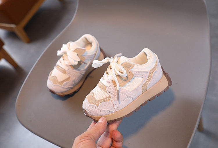 Children's Dad Shoes 25 Autumn New Model Kids' Leather Soft-Soled Sneakers Unisex Casual Thick-Soled Shoes