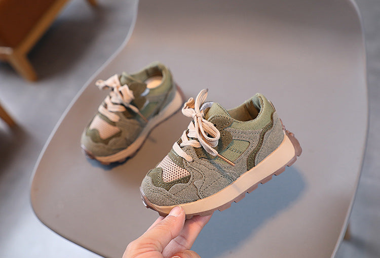Children's Dad Shoes 25 Autumn New Model Kids' Leather Soft-Soled Sneakers Unisex Casual Thick-Soled Shoes