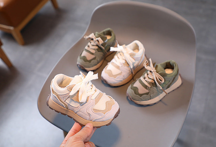 Children's Dad Shoes 25 Autumn New Model Kids' Leather Soft-Soled Sneakers Unisex Casual Thick-Soled Shoes
