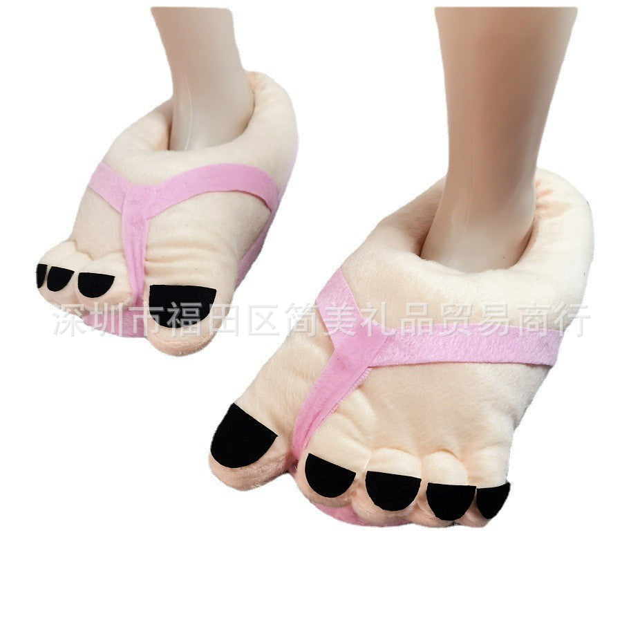 Creative Hobbit Stuffed Cotton Slippers Men's Large Size Home Daily Gift Baotou Thick Sole New Warm Shoes