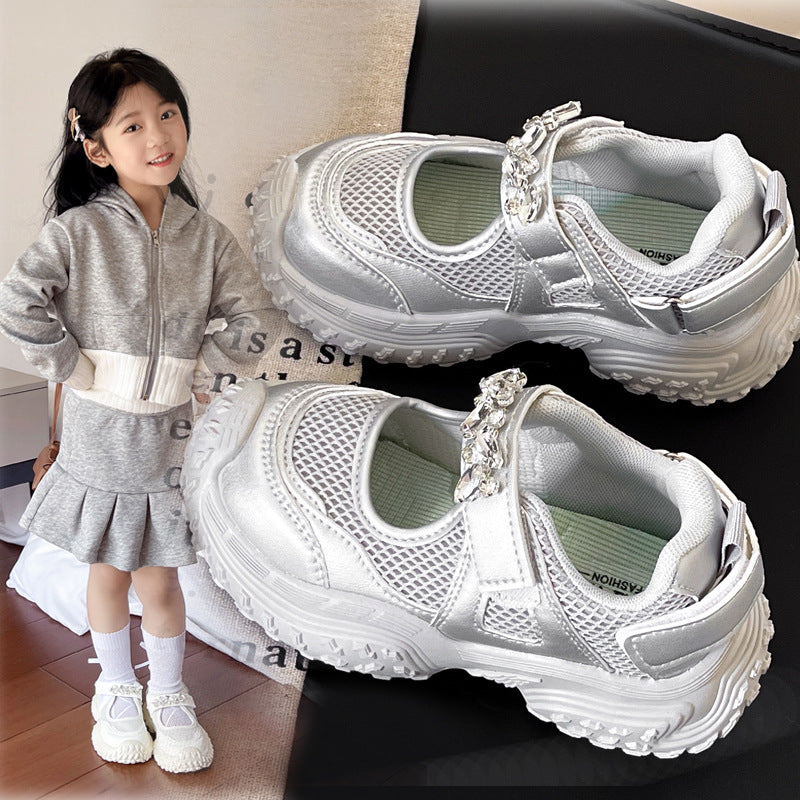 Girls' Sneakers 2026 Summer New Children's Shoes Breathable Mary Jane Shoes Big Kids' Dad Shoes Casual Shoes