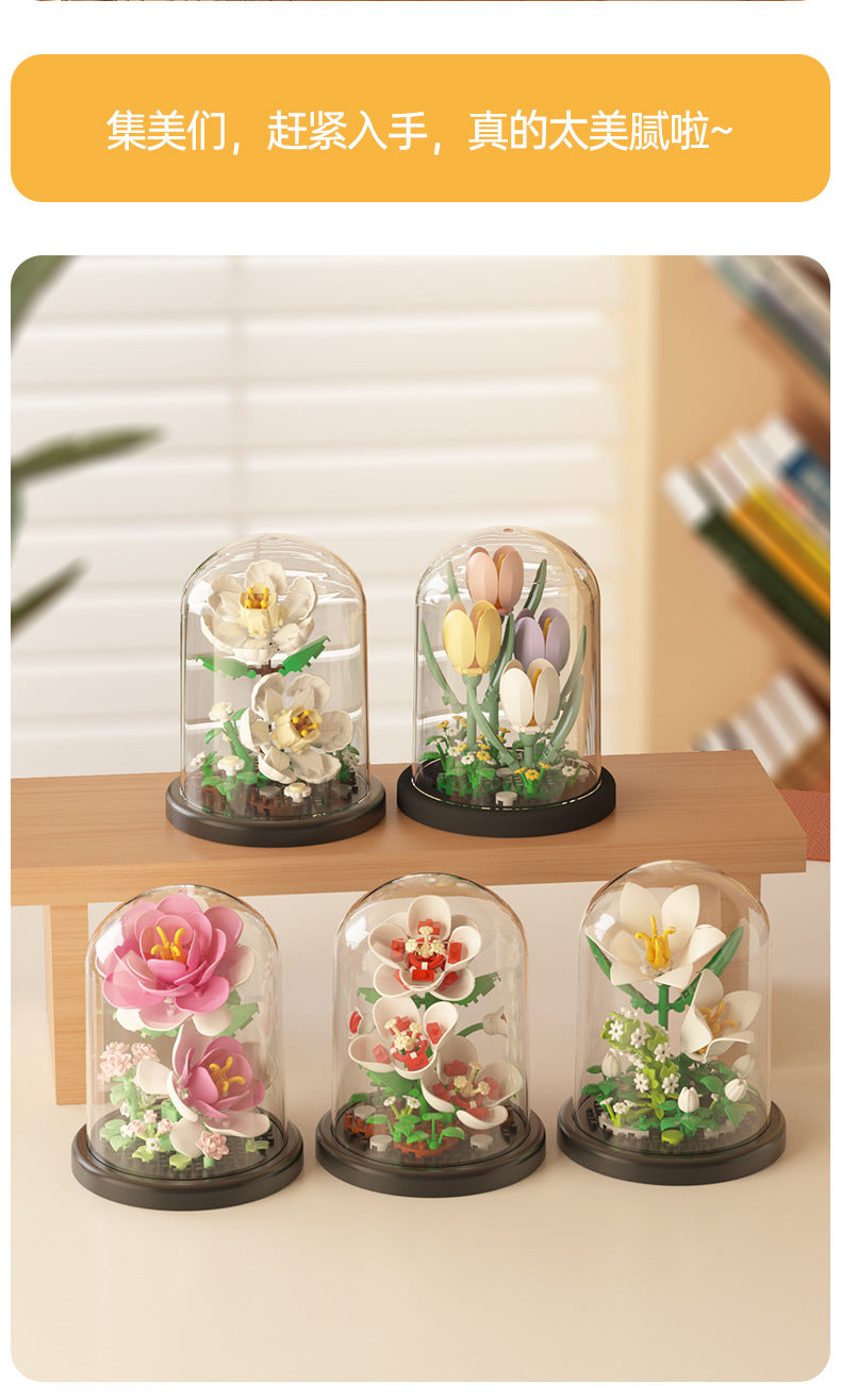 Jihui New Product Flower Pot Series Building Blocks Assembled Compatible with Lego Toys Children's Educational Boys and Girls Cross-border Wholesale