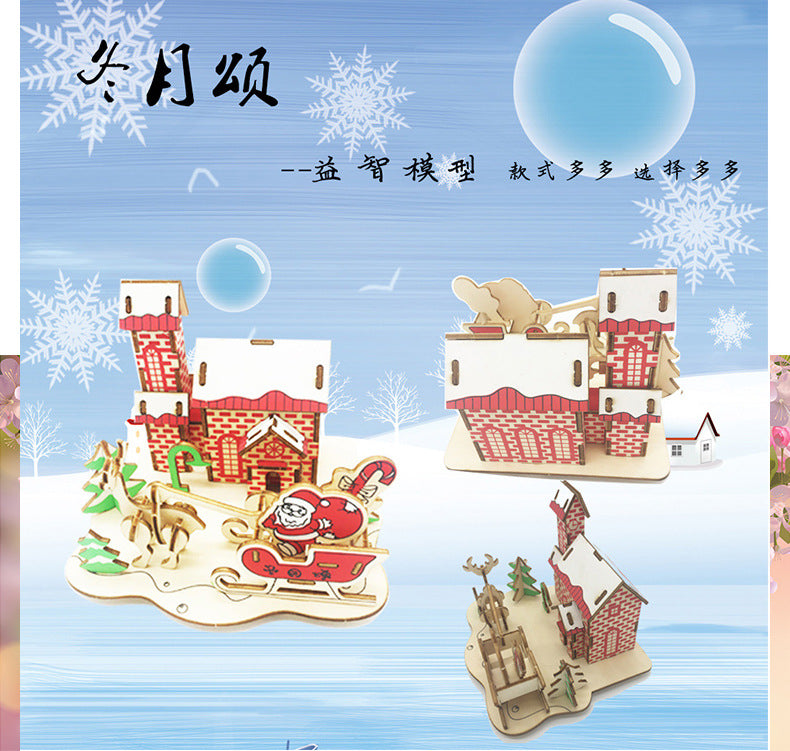 diy hut assembled small house model children's puzzle handmade three-dimensional jigsaw puzzle stall children's toys