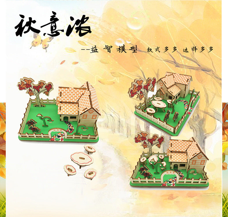 diy hut assembled small house model children's puzzle handmade three-dimensional jigsaw puzzle stall children's toys
