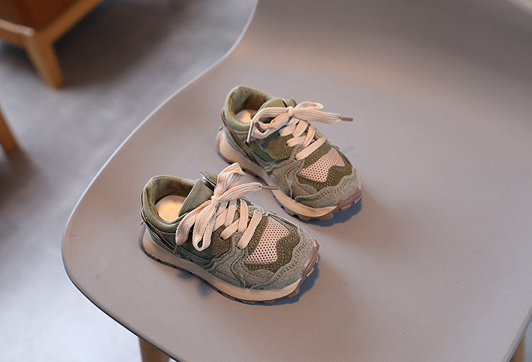 Children's Dad Shoes 25 Autumn New Model Kids' Leather Soft-Soled Sneakers Unisex Casual Thick-Soled Shoes