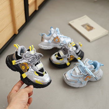 Children's Dad Shoes 25 Autumn New Model Kids' Leather Soft-Soled Sneakers Unisex Casual Thick-Soled Shoes