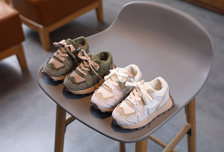 Children's Dad Shoes 25 Autumn New Model Kids' Leather Soft-Soled Sneakers Unisex Casual Thick-Soled Shoes
