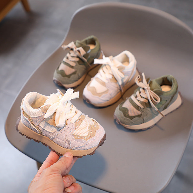 Children's Dad Shoes 25 Autumn New Model Kids' Leather Soft-Soled Sneakers Unisex Casual Thick-Soled Shoes